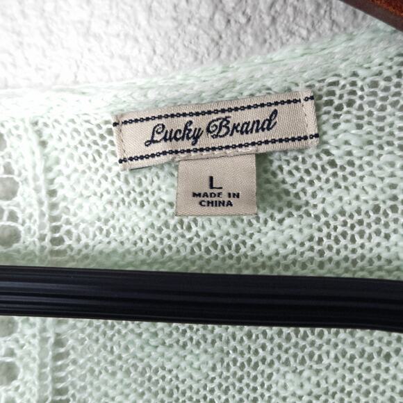 Lucky Brand Mixed Knit Sweater Mint Green Size L Y2K Colorful - Picture 11 of 11